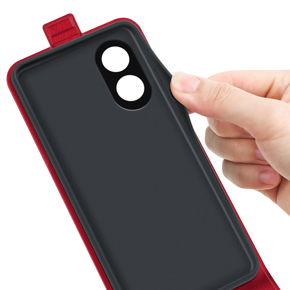 OPPO A58 4G Texture Vertical Flip Leather Wallet Case with Card Slot, PU TPU Shockproof Protective Cover, Anti-Drop Magnetic Folio Phone Case