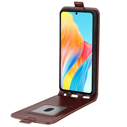 OPPO A58 4G Texture Vertical Flip Leather Wallet Case with Card Slot, PU TPU Shockproof Protective Cover, Anti-Drop Magnetic Folio Phone Case