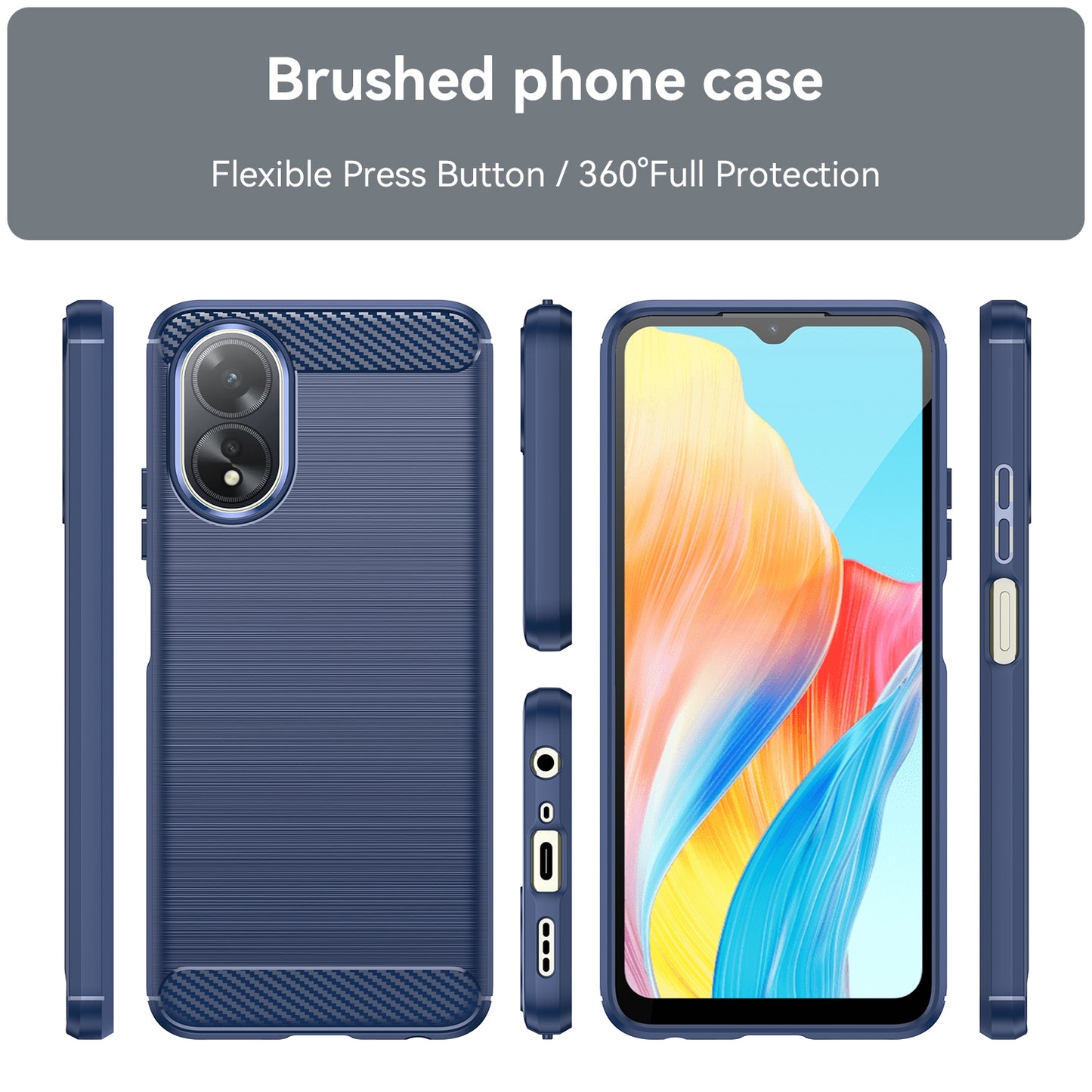 OPPO A18 4G Carbon Fibre Brushed Texture TPU Protective Phone Case Shockproof Slim Cover