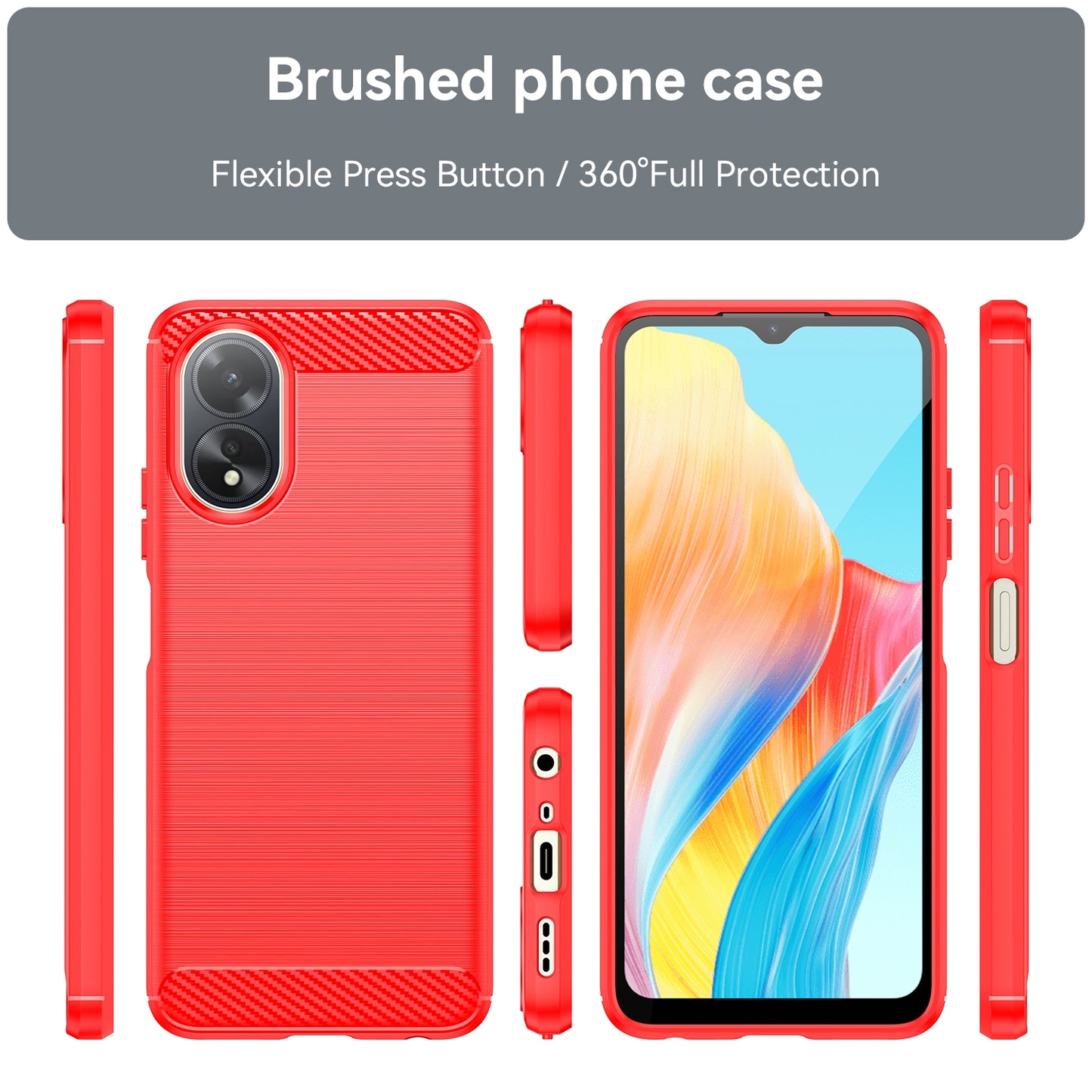 OPPO A18 4G Carbon Fibre Brushed Texture TPU Protective Phone Case Shockproof Slim Cover
