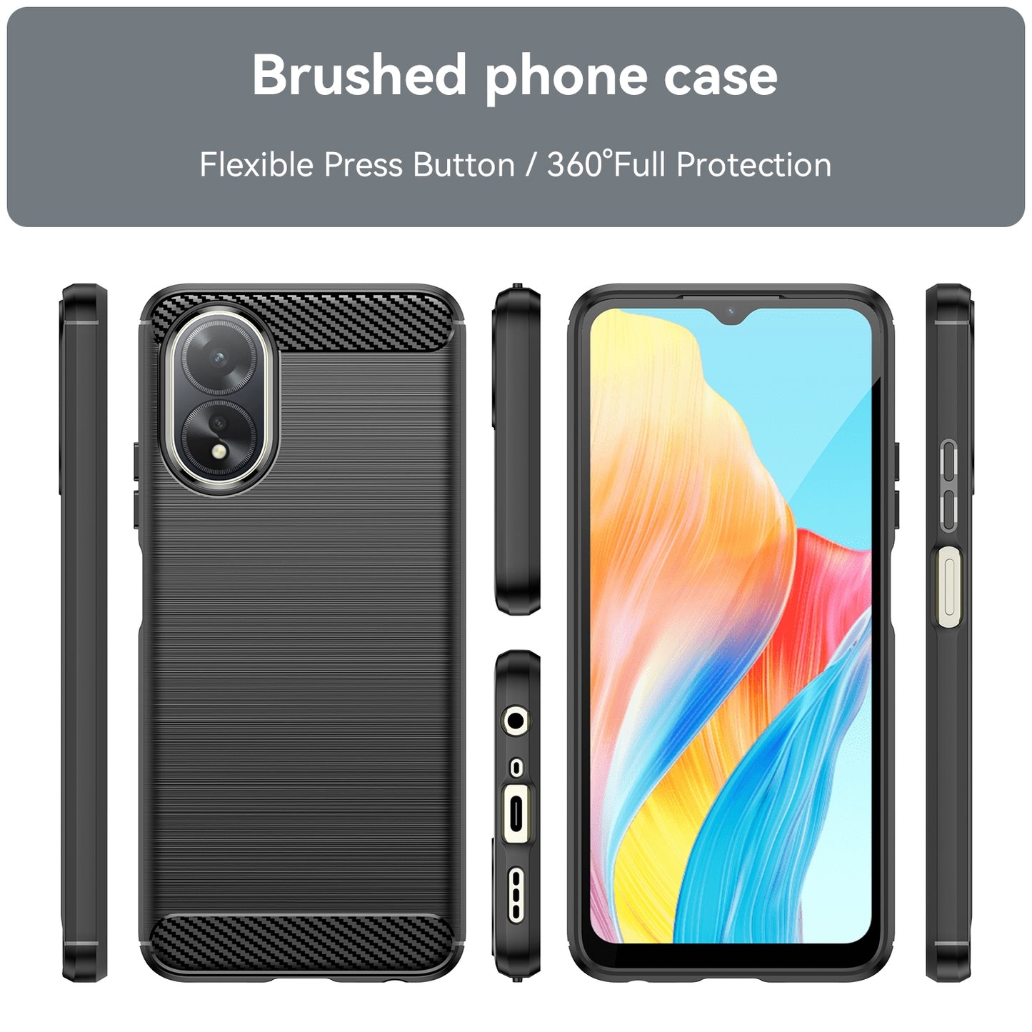 OPPO A38 4G Carbon Fibre Brushed Texture TPU Protective Phone Case Shockproof Slim Cover
