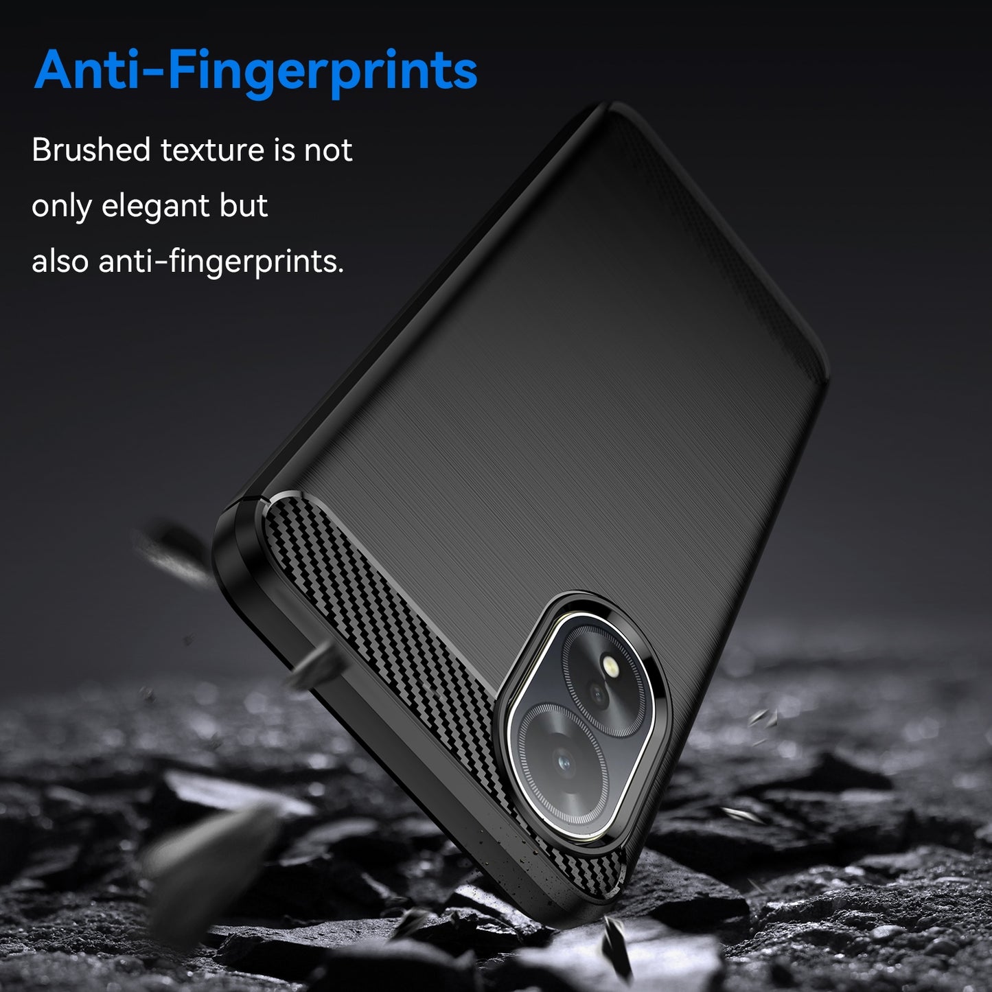 OPPO A38 4G Carbon Fiber Brushed Texture TPU Protective Phone Case Shockproof Slim Cover