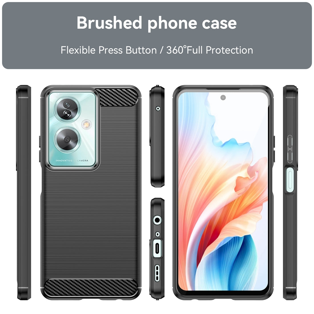OPPO A79 5G Carbon Fibre Brushed Texture TPU Protective Phone Case Shockproof Slim Cover