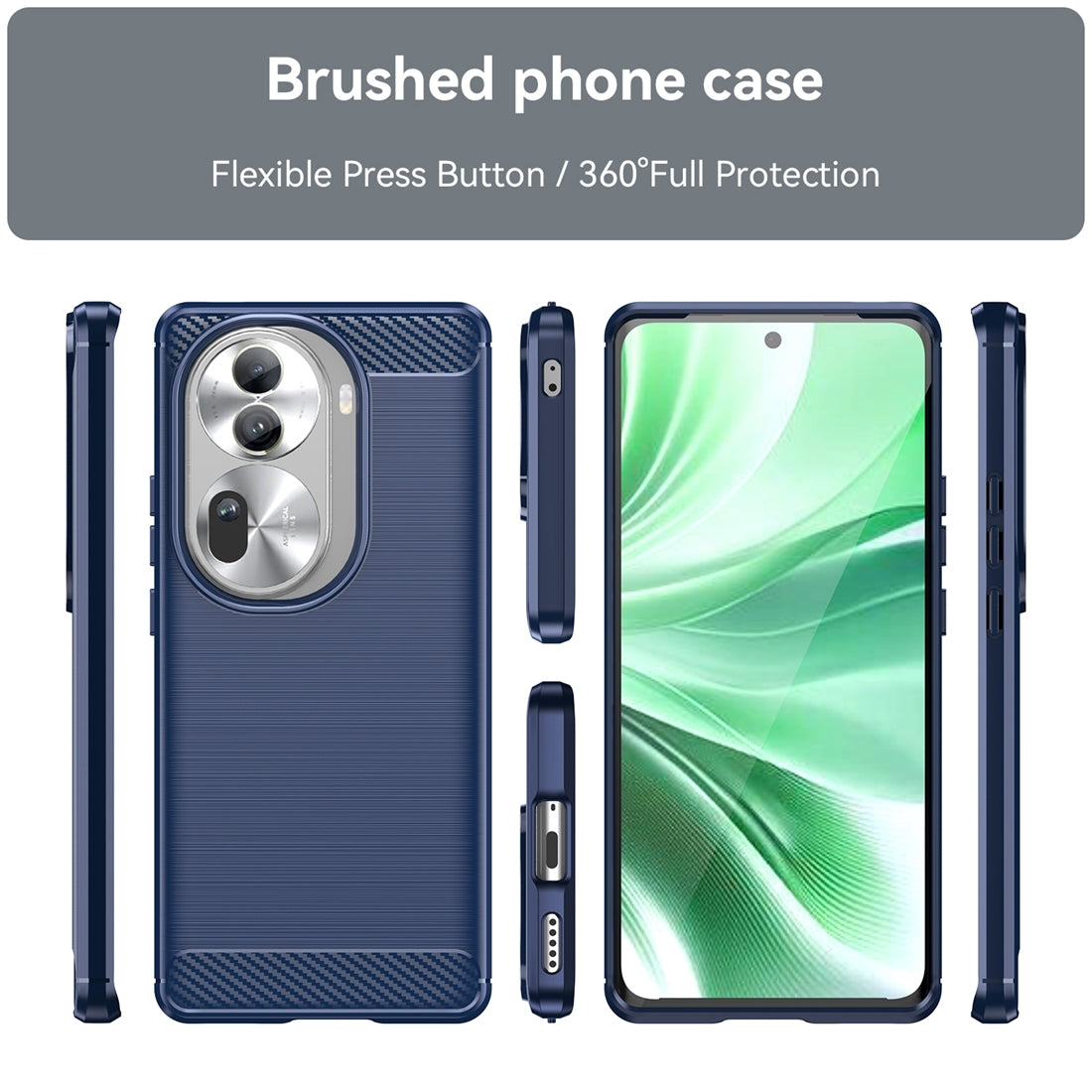 OPPO Reno11 Pro Carbon Fiber Brushed Texture TPU Protective Phone Case Shockproof Slim Cover