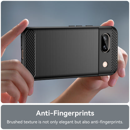 Google Pixel 8a Carbon Fiber Brushed Texture TPU Protective Phone Case Shockproof Slim Cover