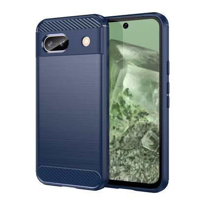 Google Pixel 8a Carbon Fiber Brushed Texture TPU Protective Phone Case Shockproof Slim Cover