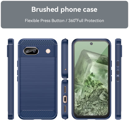 Google Pixel 8a Carbon Fiber Brushed Texture TPU Protective Phone Case Shockproof Slim Cover