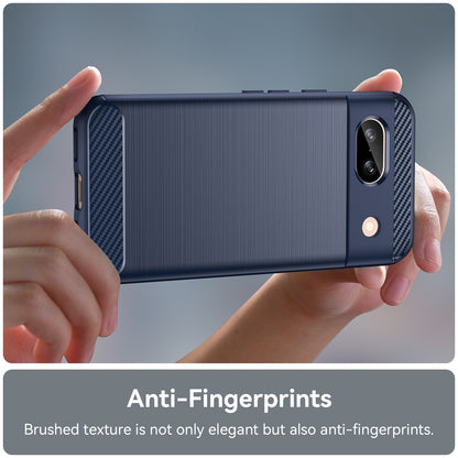 Google Pixel 8a Carbon Fiber Brushed Texture TPU Protective Phone Case Shockproof Slim Cover
