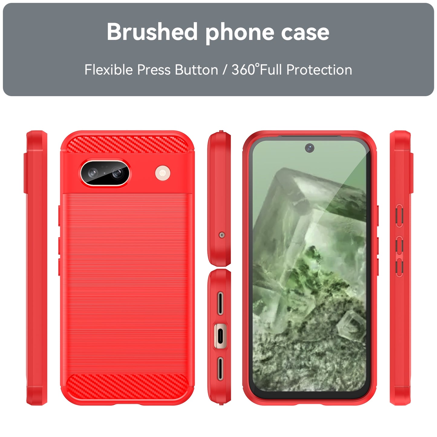 Google Pixel 8a Carbon Fibre Brushed Texture TPU Protective Phone Case Shockproof Slim Cover