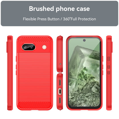 Google Pixel 8a Carbon Fiber Brushed Texture TPU Protective Phone Case Shockproof Slim Cover