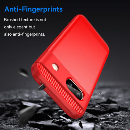 Google Pixel 8a Carbon Fiber Brushed Texture TPU Protective Phone Case Shockproof Slim Cover