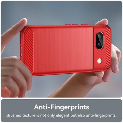 Google Pixel 8a Carbon Fiber Brushed Texture TPU Protective Phone Case Shockproof Slim Cover