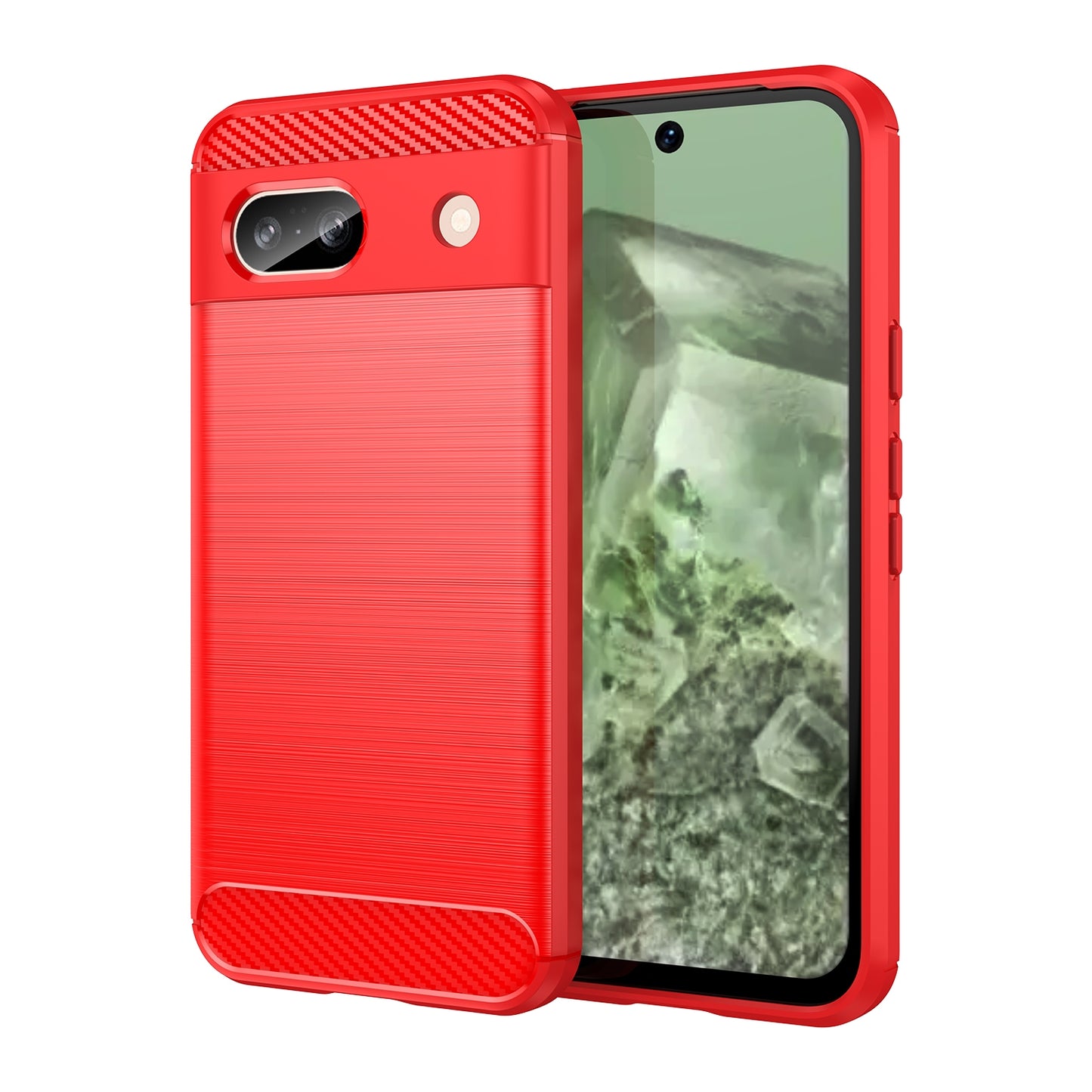 Google Pixel 8a Carbon Fiber Brushed Texture TPU Protective Phone Case Shockproof Slim Cover
