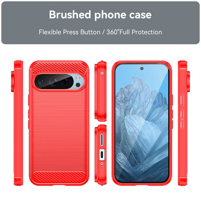 Google Pixel 9 Pro 5G Carbon Fiber Brushed Texture TPU Protective Phone Case Shockproof Slim Cover