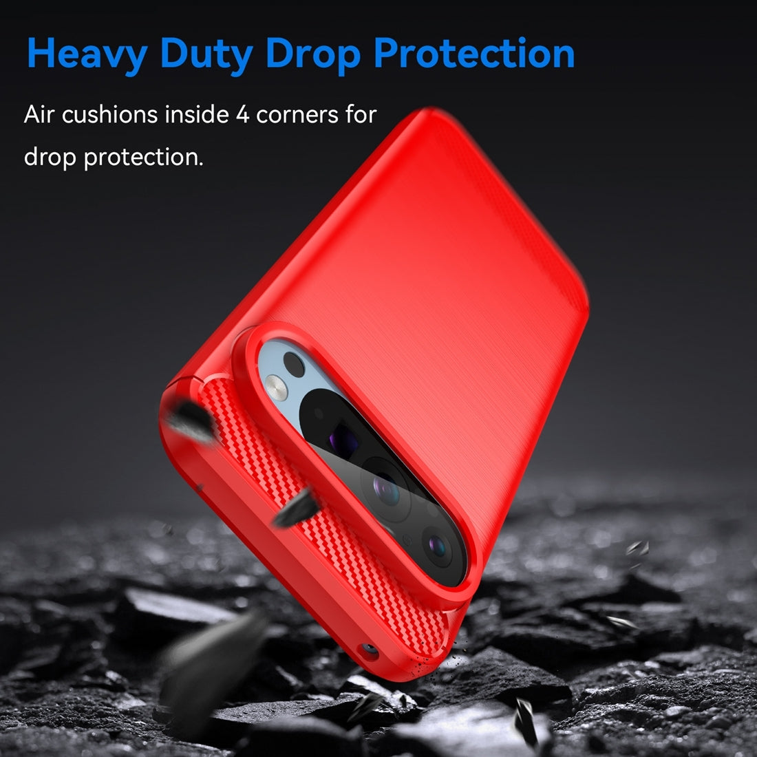 Google Pixel 9 Pro 5G Carbon Fiber Brushed Texture TPU Protective Phone Case Shockproof Slim Cover