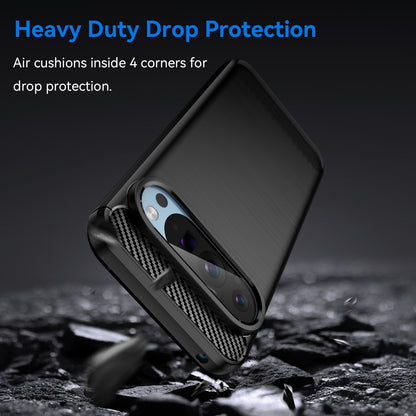 Google Pixel 9 Carbon Fibre Brushed Texture TPU Protective Phone Case Shockproof Slim Cover
