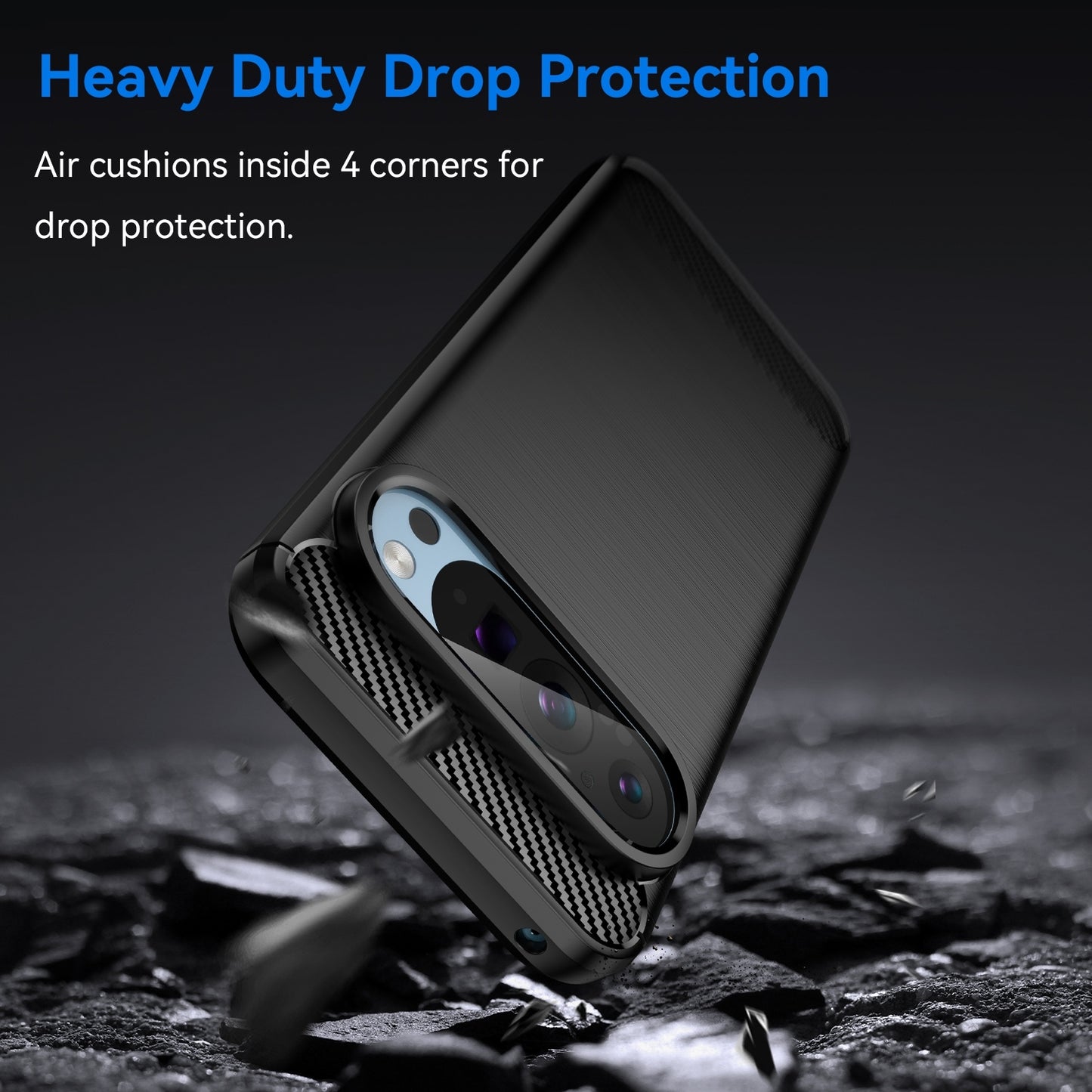 Google Pixel 9 Carbon Fiber Brushed Texture TPU Protective Phone Case Shockproof Slim Cover