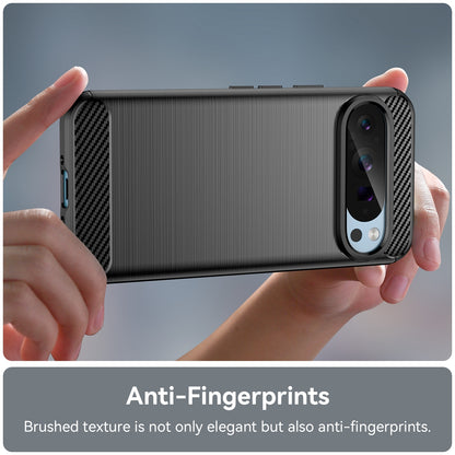 Google Pixel 9 Carbon Fiber Brushed Texture TPU Protective Phone Case Shockproof Slim Cover