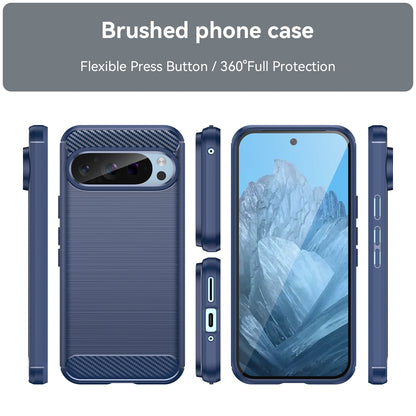 Google Pixel 9 Carbon Fiber Brushed Texture TPU Protective Phone Case Shockproof Slim Cover