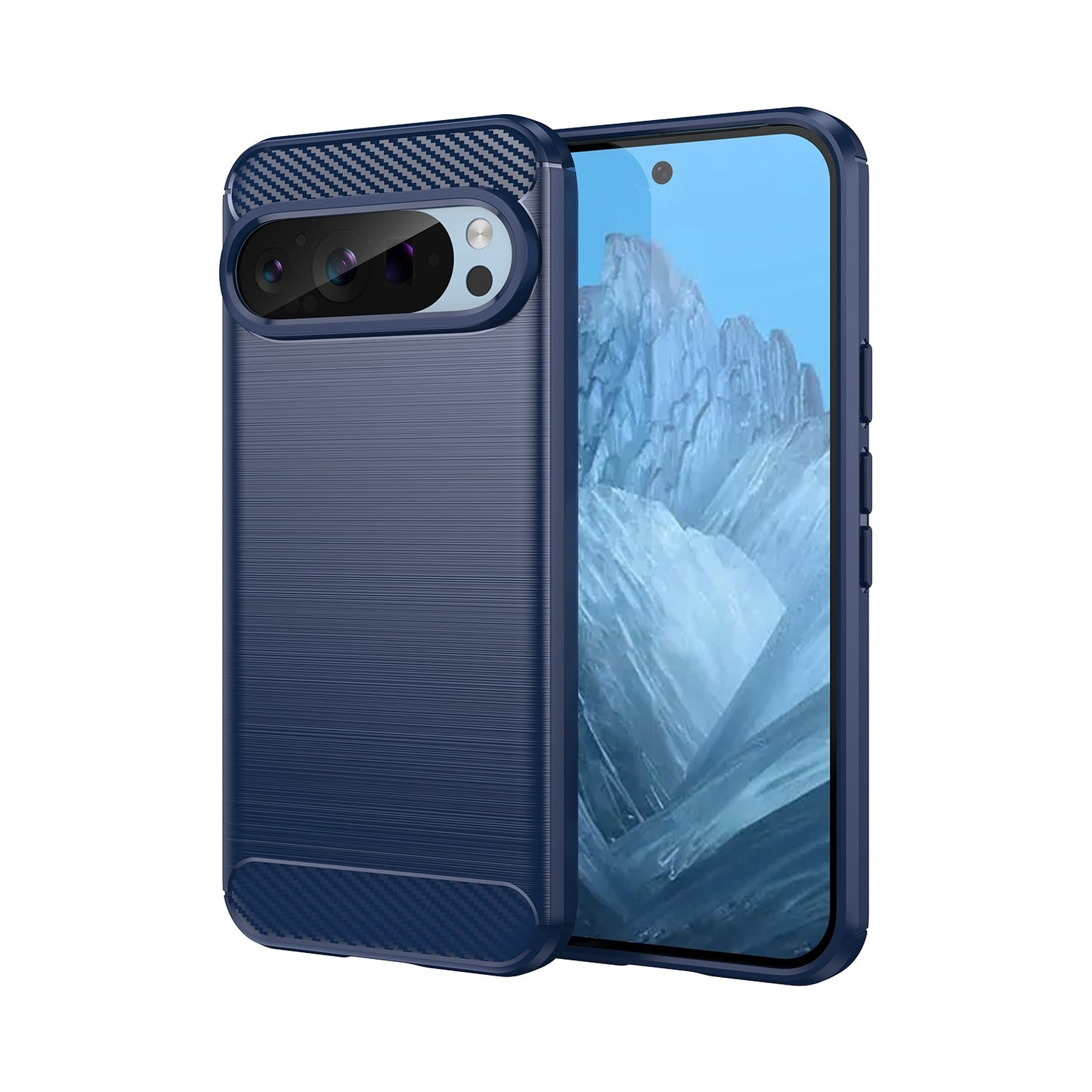 Google Pixel 9 Carbon Fiber Brushed Texture TPU Protective Phone Case Shockproof Slim Cover