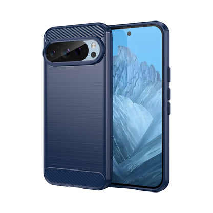 Google Pixel 9 Carbon Fiber Brushed Texture TPU Protective Phone Case Shockproof Slim Cover