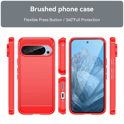 Google Pixel 9 Carbon Fiber Brushed Texture TPU Protective Phone Case Shockproof Slim Cover
