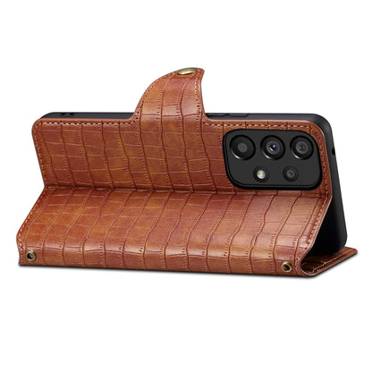 Samsung Galaxy A23 5G Denior Crocodile Texture Oil Edge Leather Phone Case with Card Wallet and Kickstand