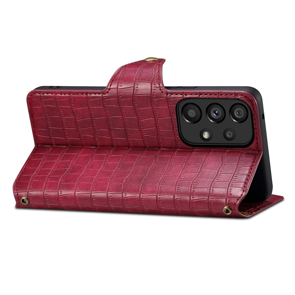 Samsung Galaxy A23 5G Denior Crocodile Texture Oil Edge Leather Phone Case with Card Wallet and Kickstand