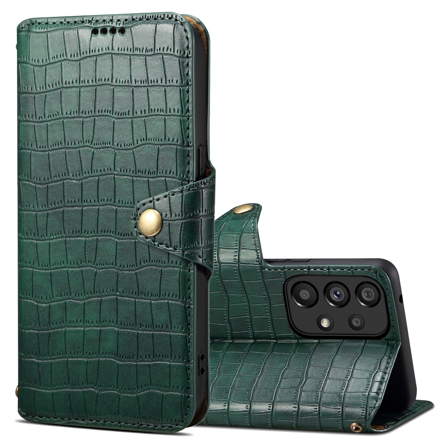 Samsung Galaxy A23 5G Denior Crocodile Texture Oil Edge Leather Phone Case with Card Wallet and Kickstand