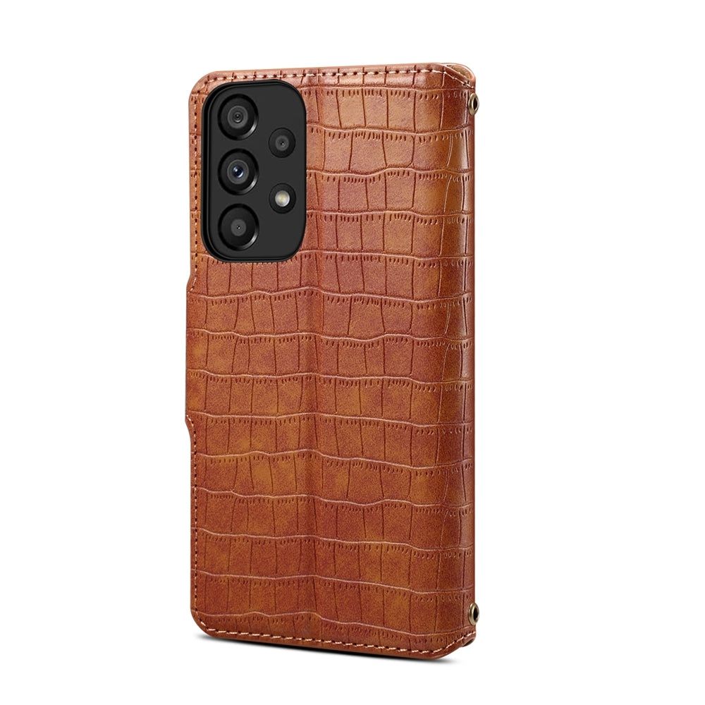 Samsung Galaxy A32 Denior Crocodile Texture Oil Edge Leather Phone Case with Card Wallet and Kickstand