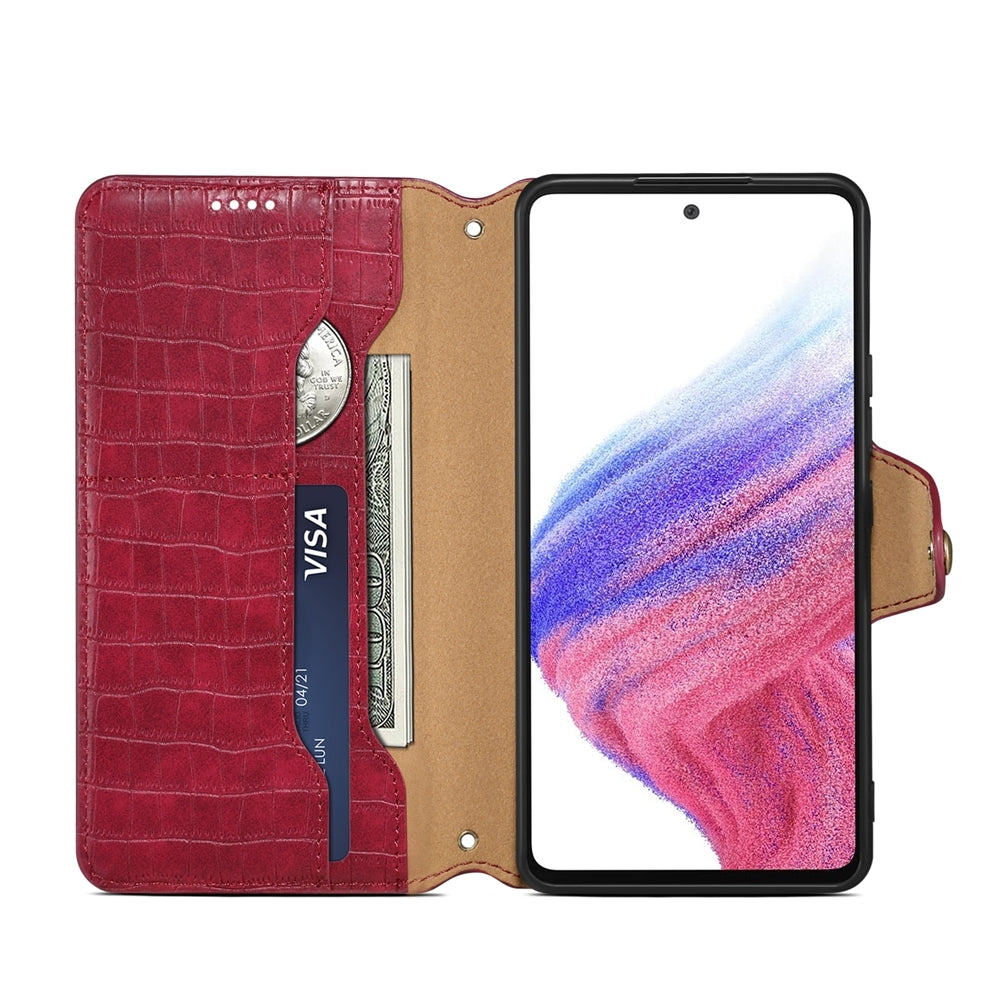 Samsung Galaxy A32 Denior Crocodile Texture Oil Edge Leather Phone Case with Card Wallet and Kickstand