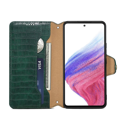 Samsung Galaxy A32 Denior Crocodile Texture Oil Edge Leather Phone Case with Card Wallet and Kickstand