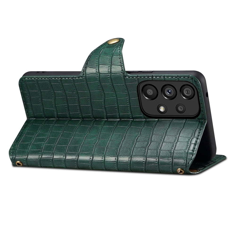 Samsung Galaxy A32 Denior Crocodile Texture Oil Edge Leather Phone Case with Card Wallet and Kickstand