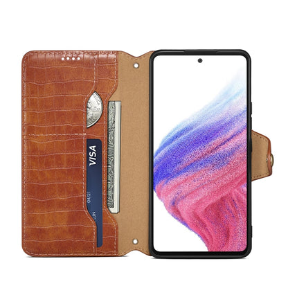 Samsung Galaxy A33 5G Denior Crocodile Texture Oil Edge Leather Phone Case with Card Wallet and Kickstand