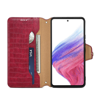 Samsung Galaxy A53 5G Denior Crocodile Texture Oil Edge Leather Phone Case with Card Wallet and Kickstand