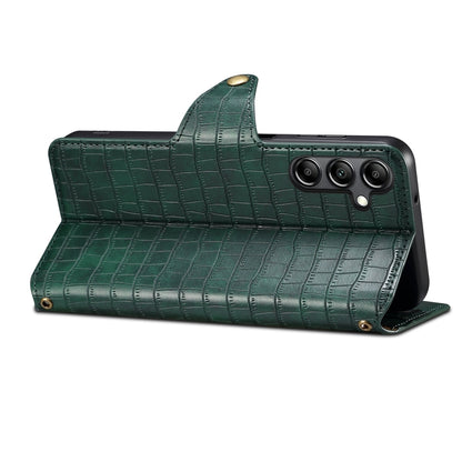 Samsung Galaxy A14 5G Denior Crocodile Texture Oil Edge Leather Phone Case with Card Wallet and Kickstand