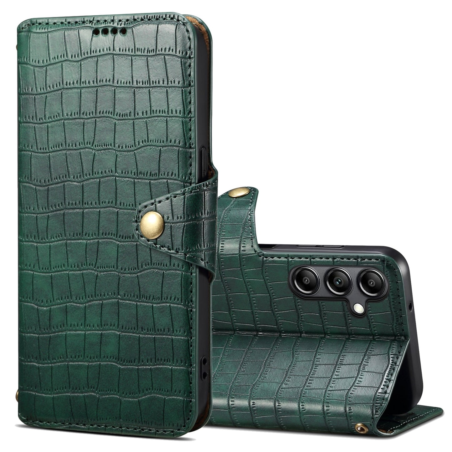 Samsung Galaxy A24 5G Denior Crocodile Texture Oil Edge Leather Phone Case with Card Wallet and Kickstand