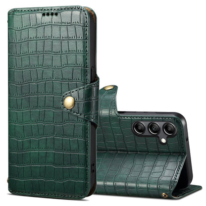 Samsung Galaxy A24 5G Denior Crocodile Texture Oil Edge Leather Phone Case with Card Wallet and Kickstand