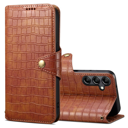 Samsung Galaxy A34 5G Denior Crocodile Texture Oil Edge Leather Phone Case with Card Wallet and Kickstand