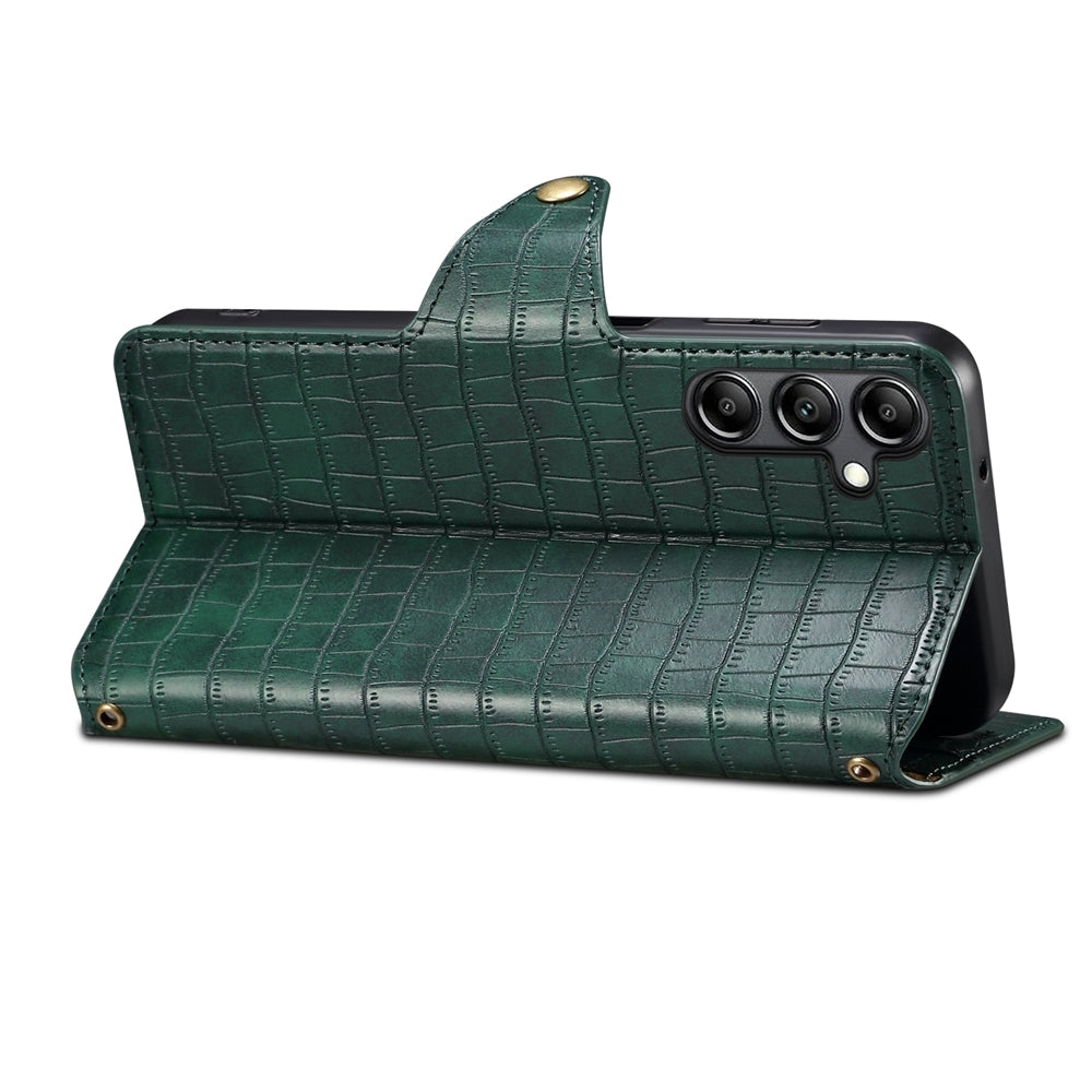 Samsung Galaxy A34 5G Denior Crocodile Texture Oil Edge Leather Phone Case with Card Wallet and Kickstand