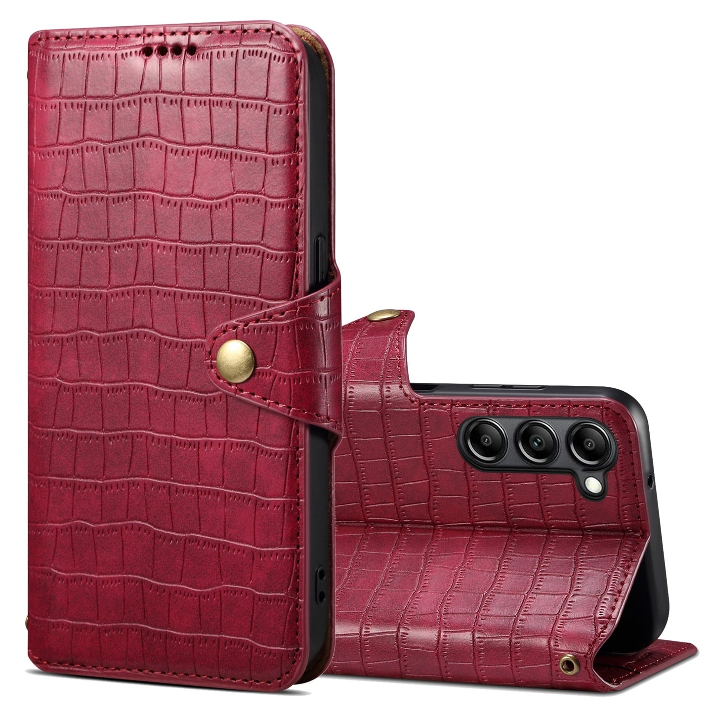 Samsung Galaxy S23+ Denior Crocodile Texture Oil Edge Leather Phone Case with Card Wallet and Kickstand