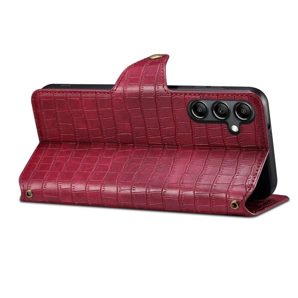 Samsung Galaxy S23 Denior Crocodile Texture Oil Edge Leather Phone Case with Card Wallet and Kickstand