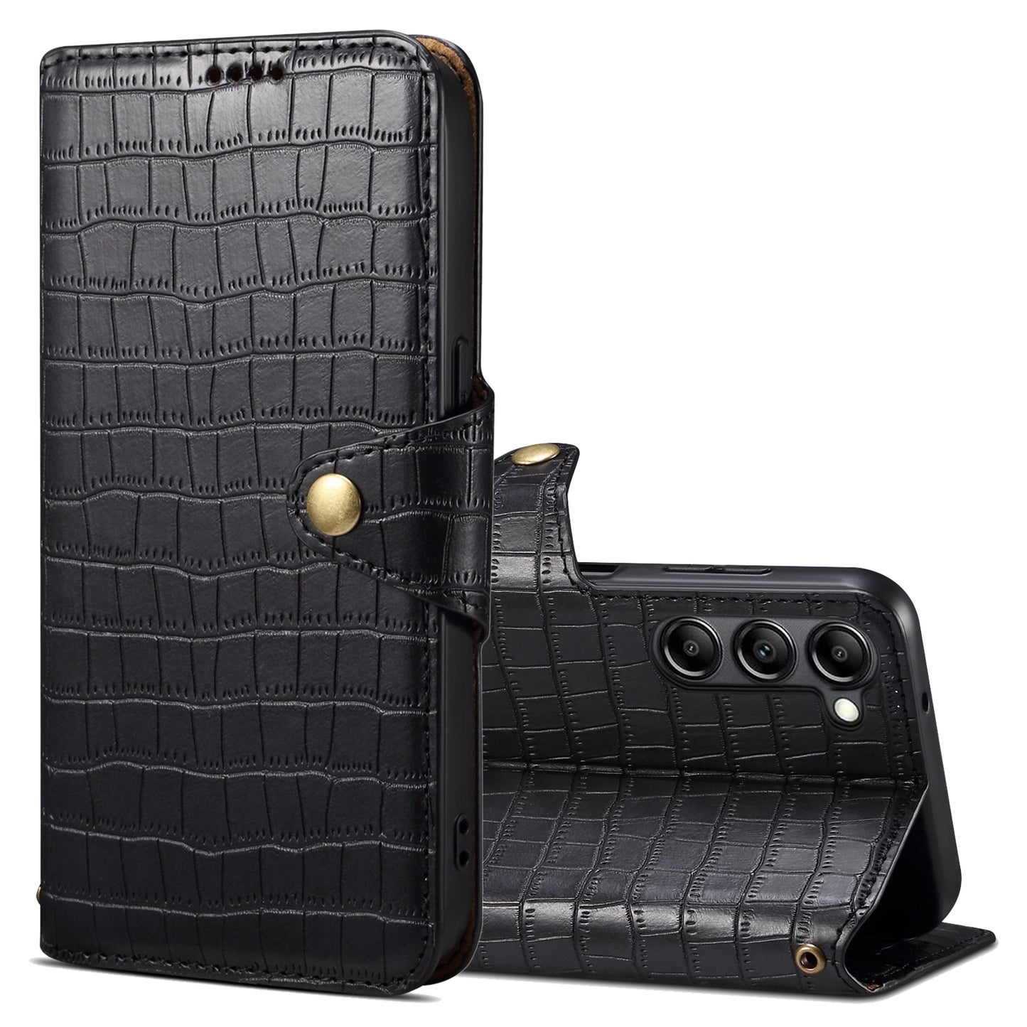 Samsung Galaxy S23 Denior Crocodile Texture Oil Edge Leather Phone Case with Card Wallet and Kickstand