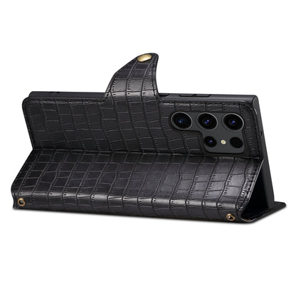 Samsung Galaxy S24 5G Denior Crocodile Texture Oil Edge Leather Phone Case with Card Wallet and Kickstand