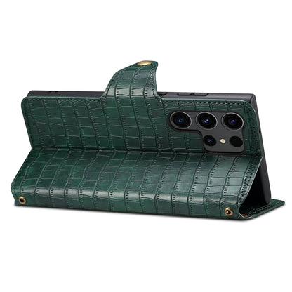 Samsung Galaxy A05 Denior Crocodile Texture Oil Edge Leather Phone Case with Card Wallet and Kickstand