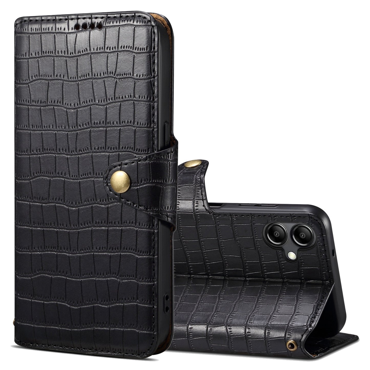 Samsung Galaxy A05 Denior Crocodile Texture Oil Edge Leather Phone Case with Card Wallet and Kickstand