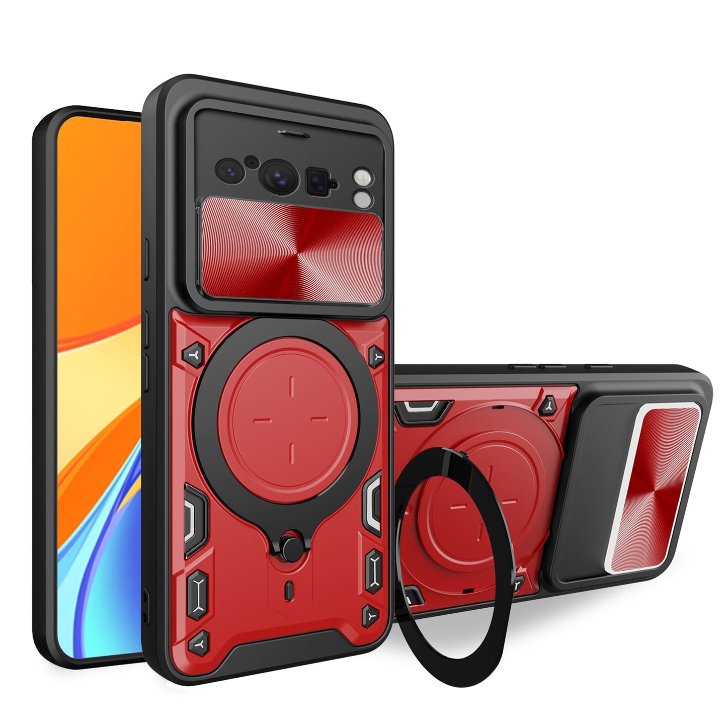 Google Pixel 8 Pro 5G Magnetic Holder CD Texture Sliding Camshield Phone Case, TPU PC Shockproof Cover