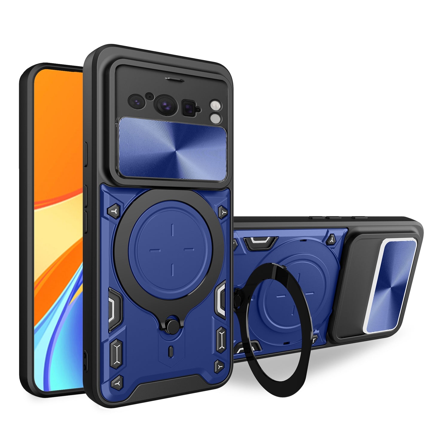 Google Pixel 8 Pro 5G Magnetic Holder CD Texture Sliding Camshield Phone Case, TPU PC Shockproof Cover