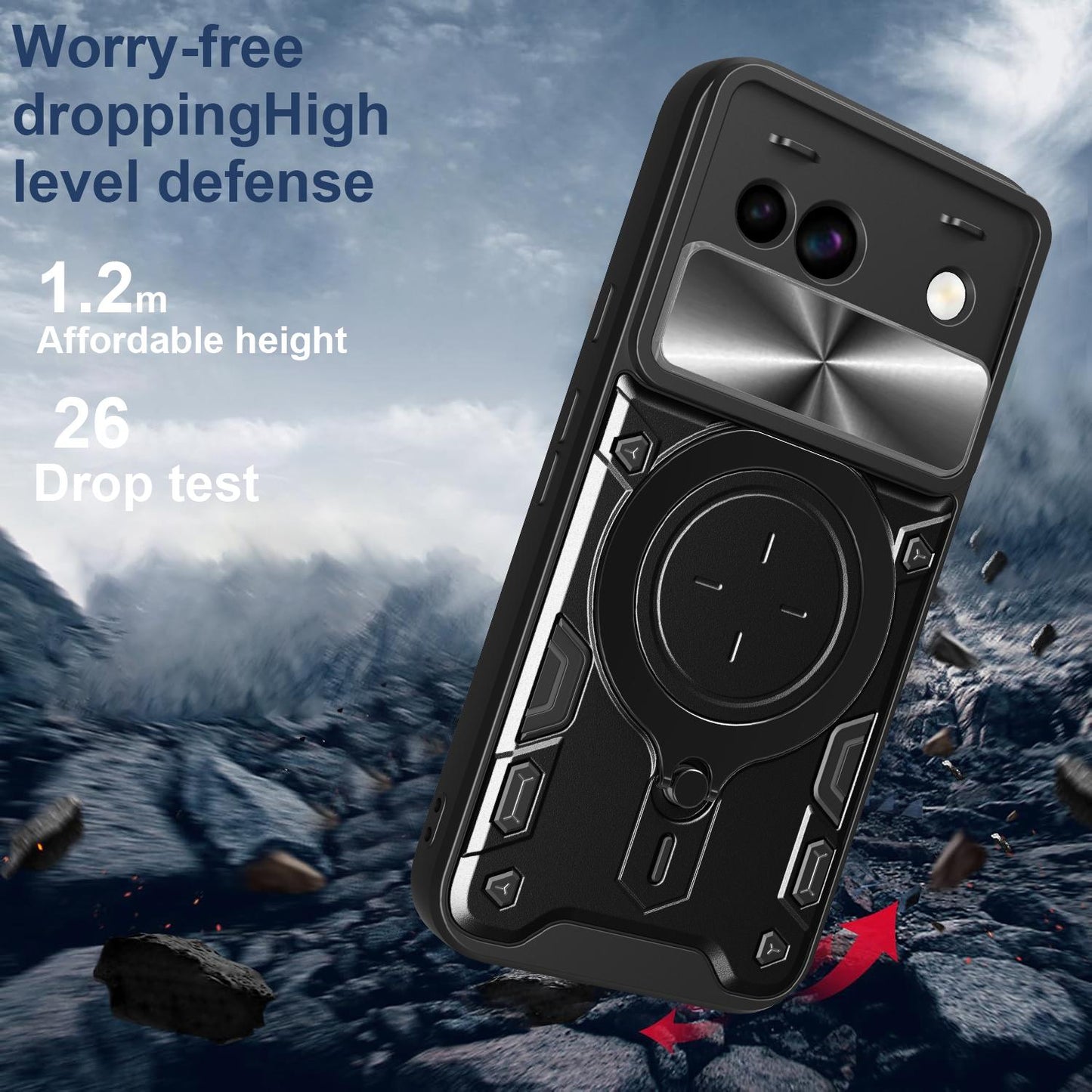 Google Pixel 8a Magnetic Holder CD Texture Sliding Camshield Phone Case, TPU PC Shockproof Cover