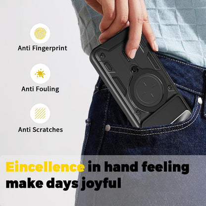Google Pixel 10a Magnetic Holder CD Texture Sliding Camshield Phone Case, TPU PC Shockproof Cover